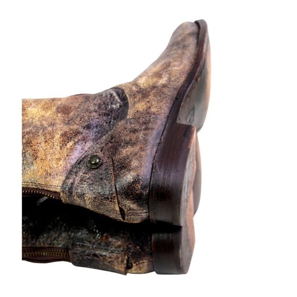 Frye BRONZE BROWN GENUINE LEATHER LOW HEEL ROUND TOE ZIP BACKSIDE BOOTS Sz 9B - Picture 11 of 13